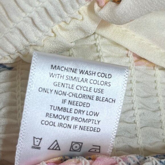 Madden NYC Floral Baby Doll Dress Puff Sleeves Ruffle Hem Cream Size XXXL New - Picture 8 of 10